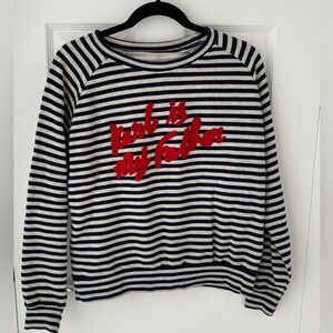 Karl is My Father Striped Black & White Sweatshirt Eleven Paris Small